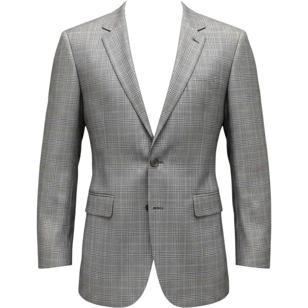 Jos A Bank Sport Coat Mens 44R Wool Window pane Gray Signature office business